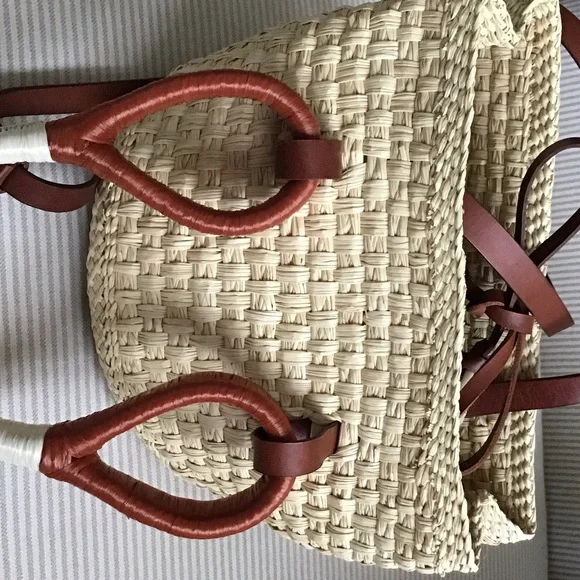 Johanna Ortiz Cream and Brown Woven Crossbody Bag - Picture 5 of 7
